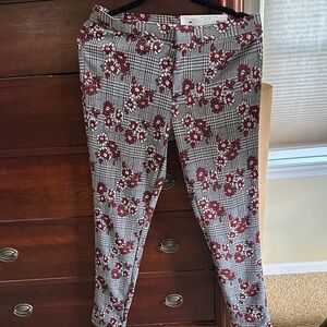 Floral Plaid Skinny Pants